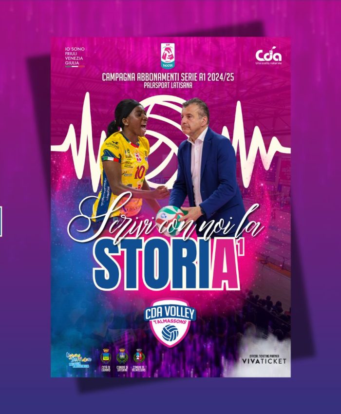 “SCRIVI CON NOI LA STORIA1”: martedì 20 agosto alle ore 12 al via la campagna abbonamenti della Cda Volley Talmassons Fvg per la stagione 2024/25